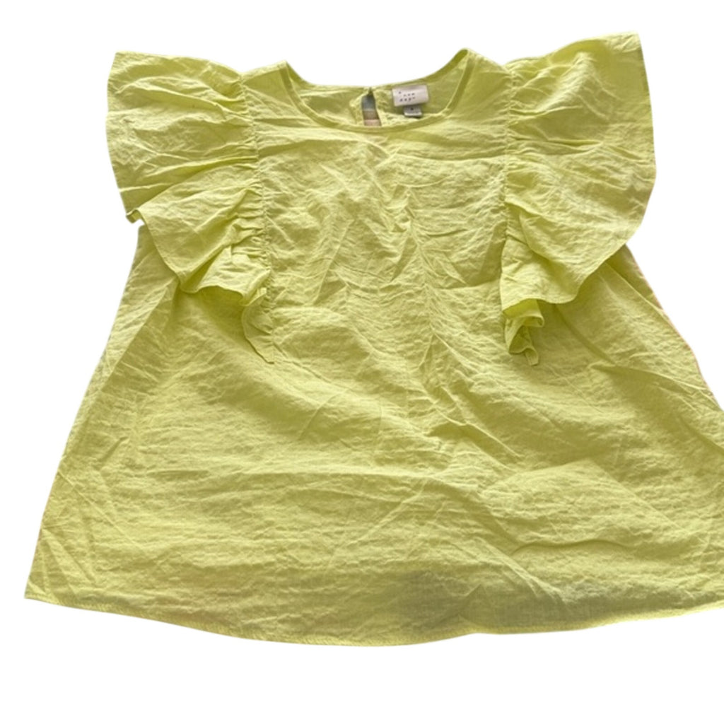 Target Lime Green Ruffle Sleeve Blouse Womens Small Flowy Summer Top