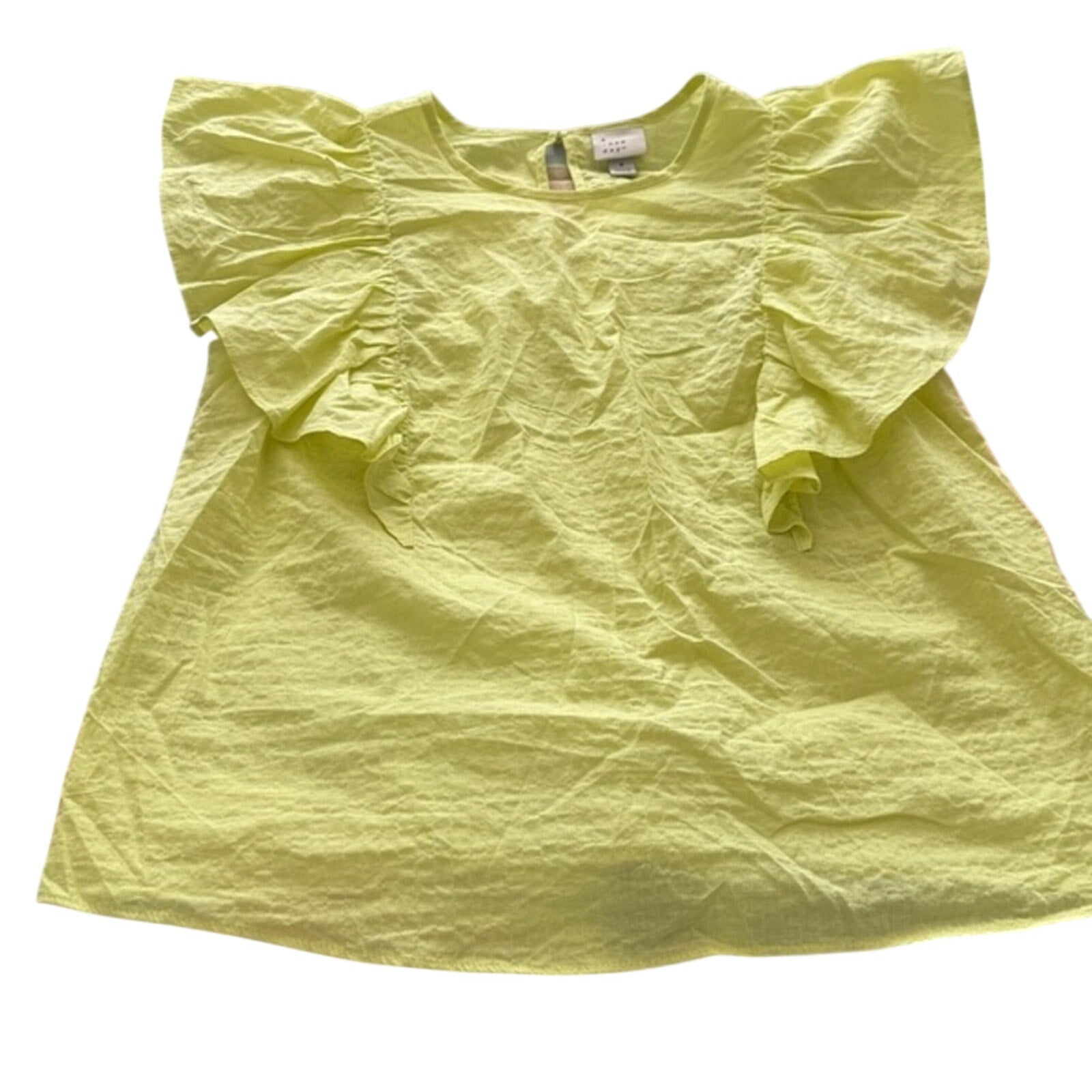 Target Lime Green Ruffle Sleeve Blouse Womens Small Flowy Summer Top