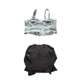 SHEIN Layering Duo Bundle Size S - Black Ribbed Lace-Up Sweater + Light Wash Denim Crop Top