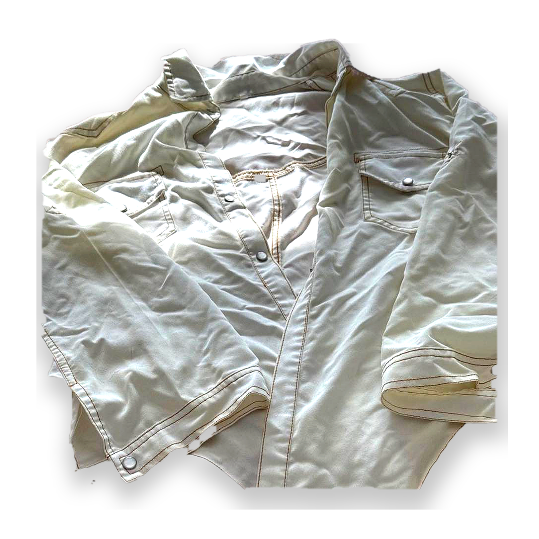 White Denim Western Shirt Jacket - One of One - Size M - Strutandstyle